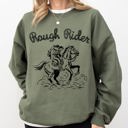 Small Military Green Rough Rider Rodeo Cowgirl Horse Bronco Cowboy Western Pride Heritage Graphic Sweatshirt