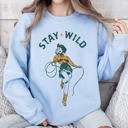 XL Light Blue Stay Wild Cowgirl Western Country Cowboy Featuring Classic Western Style Graphic Sweatshirt