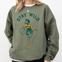 Small Military Green Stay Wild Cowgirl Western Country Cowboy Featuring Classic Western Style Graphic Sweatshirt