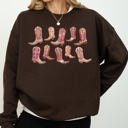  Colorful Pink Cowboy Boots Western Cowgirl Graphic Rodeo Spirit Pattern Sweatshirt