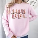 Large Light Pink Colorful Pink Cowboy Boots Western Cowgirl Graphic Rodeo Spirit Pattern Sweatshirt
