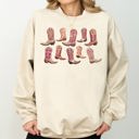 Small Sand Colorful Pink Cowboy Boots Western Cowgirl Graphic Rodeo Spirit Pattern Sweatshirt