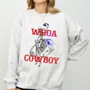 XXXL Ash Light Gray Whoa Cowboy Bronco Ride Rodeo Skeleton Illustration Across The Wild West Theme Stories Sweatshirt