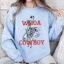 XXL Light Blue Whoa Cowboy Bronco Ride Rodeo Skeleton Illustration Across The Wild West Theme Stories Sweatshirt