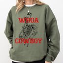 Small Military Green Whoa Cowboy Bronco Ride Rodeo Skeleton Illustration Across The Wild West Theme Stories Sweatshirt