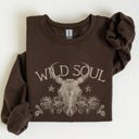 XXL Dark Chocolate Brown Wild Soul Cowboy Skull Roses Country Cowgirl Spirit Rustic Western Americana Legend Sweatshirt