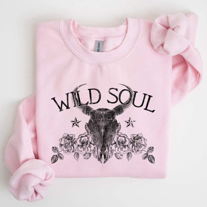 Wild Soul Cowboy Skull Roses Country Cowgirl Spirit Rustic Western Americana Legend Sweatshirt