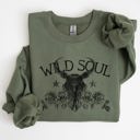 XXXL Military Green Wild Soul Cowboy Skull Roses Country Cowgirl Spirit Rustic Western Americana Legend Sweatshirt