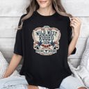 Medium Black Wild West Rodeo Show Bronco Riding Cowboys And Cowgirls Vintage Western Heritage Collection Comfort Colors Tee