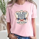 Small Blossom Light Pink Wild West Rodeo Show Bronco Riding Cowboys And Cowgirls Vintage Western Heritage Collection Comfort Colors Tee