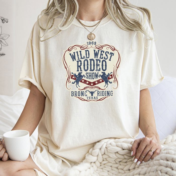 Wild West Rodeo Show Bronco Riding Cowboys And Cowgirls Vintage Western Heritage Collection Comfort Colors Tee