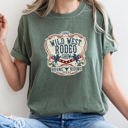 Large Moss Dark Green Wild West Rodeo Show Bronco Riding Cowboys And Cowgirls Vintage Western Heritage Collection Comfort Colors Tee