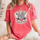 Large Watermelon Pink Wild West Rodeo Show Bronco Riding Cowboys And Cowgirls Vintage Western Heritage Collection Comfort Colors Tee