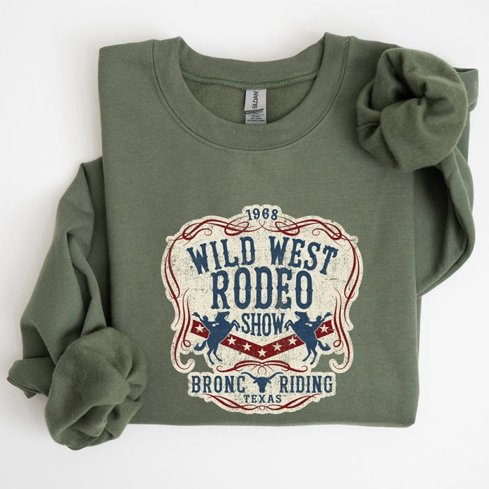 Wild West Rodeo Show Bronco Riding Cowboy Cowgirl Classic Western Adventure Sweatshirt