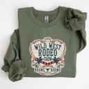 Medium Military Green Wild West Rodeo Show Bronco Riding Cowboy Cowgirl Classic Western Adventure Sweatshirt