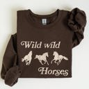 Small Dark Chocolate Brown Wild Wild Horses Country Cowboy Retro Cowgirl Western Spirit Vintage Americana Classic Ride Rodeo Soul Sweatshirt