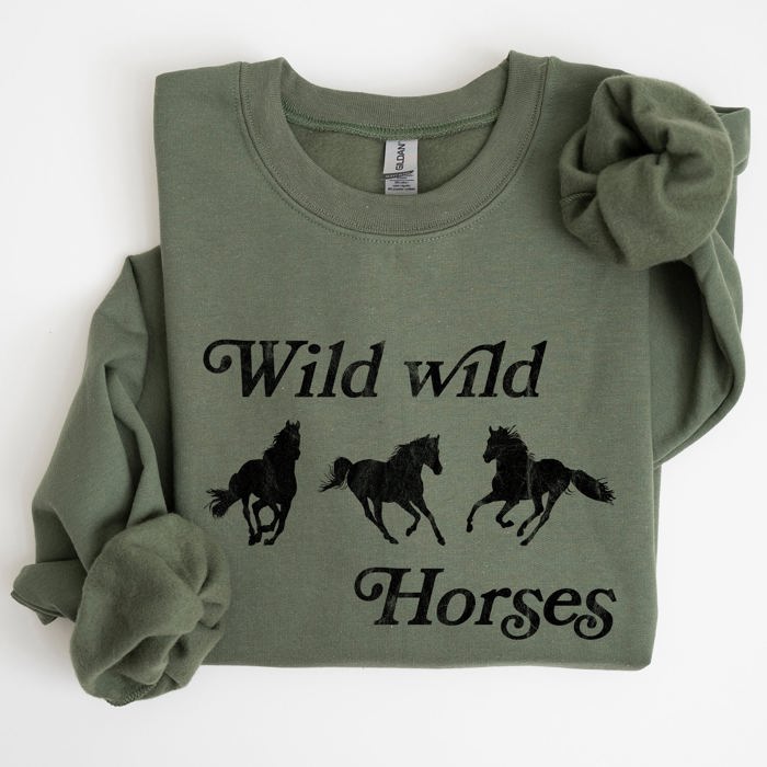 Wild Wild Horses Country Cowboy Retro Cowgirl Western Spirit Vintage Americana Classic Ride Rodeo Soul Sweatshirt