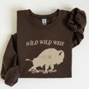 Small Dark Chocolate Brown Wild Wild West Buffalo Country Cowboy Cowgirl Western Frontier Saga Collection Vintage Sweatshirt