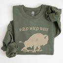 Large Military Green Wild Wild West Buffalo Country Cowboy Cowgirl Western Frontier Saga Collection Vintage Sweatshirt