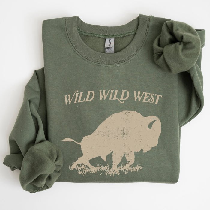 Wild Wild West Buffalo Country Cowboy Cowgirl Western Frontier Saga Collection Vintage Sweatshirt