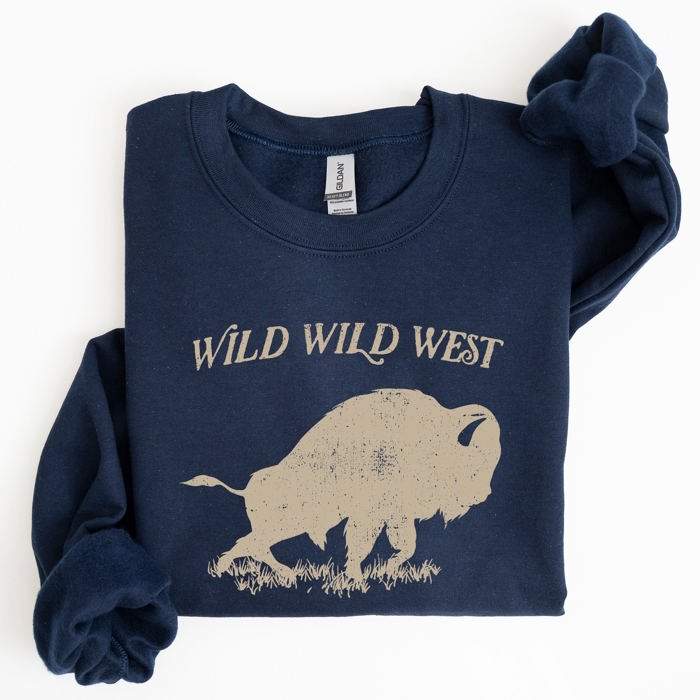 Wild Wild West Buffalo Country Cowboy Cowgirl Western Frontier Saga Collection Vintage Sweatshirt