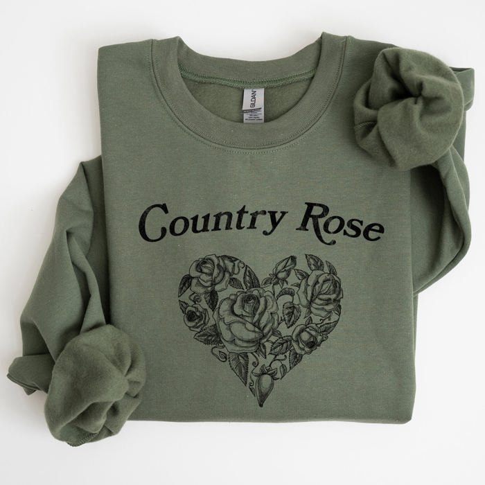 Country Rose Heart Cowgirl Cowboy Western Rustic Heritage Celebration Edition Sweatshirt