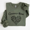 XL Military Green Country Rose Heart Cowgirl Cowboy Western Rustic Heritage Celebration Edition Sweatshirt