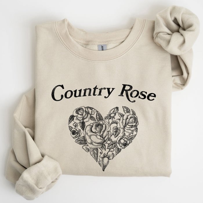 Country Rose Heart Cowgirl Cowboy Western Rustic Heritage Celebration Edition Sweatshirt
