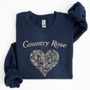 Large Navy Country Rose Heart Cowgirl Cowboy Western Rustic Heritage Celebration Edition Sweatshirt