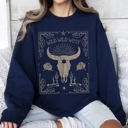 XXXL Navy Wild Wild West Skull Cattle Cowboy Cowgirl Western Frontier Legend Saloon Style Sweatshirt