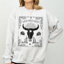 Medium Ash Light Gray Wild Wild West Skull Cattle Cowboy Cowgirl Western Frontier Legend Saloon Style Sweatshirt