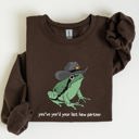 Medium Dark Chocolate Brown You Just Yee'd Your Last Haw Partner, Cowboy Frog Western Style Laughing In Dusty Trails Sweatshirt