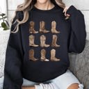 Large Black Cowboy Boots Western Retro Vintage Country Western Frontier Rustic Heritage Graphic Sweatshirt