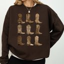 Medium Dark Chocolate Brown Cowboy Boots Western Retro Vintage Country Western Frontier Rustic Heritage Graphic Sweatshirt