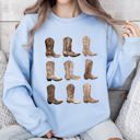 XXXL Light Blue Cowboy Boots Western Retro Vintage Country Western Frontier Rustic Heritage Graphic Sweatshirt