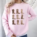 Large Light Pink Cowboy Boots Western Retro Vintage Country Western Frontier Rustic Heritage Graphic Sweatshirt