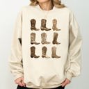 XXL Sand Cowboy Boots Western Retro Vintage Country Western Frontier Rustic Heritage Graphic Sweatshirt
