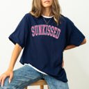  Sunkissed Summer Varsity Beach Wear Hot Girl Summer Pink Sunset Vibes Comfort Colors Tee