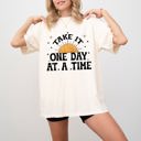 Medium Ivory Cream Take It One Day At A Time Let Go Mental Health Self Care Positivity Sun Stars Comfort Colors Tee