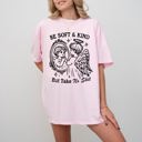 XXL Blossom Light Pink Take No Shit Angel Be Kind Meme Quote Bold Attitude Statement For Everyday Wear And Confidence Comfort Colors Tee