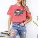 XXL Watermelon Pink American Mama Retro Vintage Muscle Car Concert Music Patriotic USA Independence Day Comfort Colors Tee
