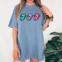 XL Blue Jean Checkered Rock Tongues Retro Lips Concert Tee Classic Rock Edition Comfort Colors Tee