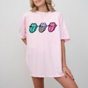 XXXL Blossom Light Pink Checkered Rock Tongues Retro Lips Concert Tee Classic Rock Edition Comfort Colors Tee
