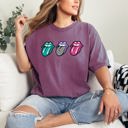 XL Berry Red Checkered Rock Tongues Retro Lips Concert Tee Classic Rock Edition Comfort Colors Tee