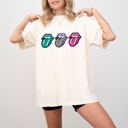 XL Ivory Cream Checkered Rock Tongues Retro Lips Concert Tee Classic Rock Edition Comfort Colors Tee