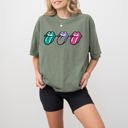 XL Moss Dark Green Checkered Rock Tongues Retro Lips Concert Tee Classic Rock Edition Comfort Colors Tee