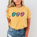 XXXL Mustard Checkered Rock Tongues Retro Lips Concert Tee Classic Rock Edition Comfort Colors Tee