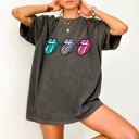 Medium Pepper Dark Gray Checkered Rock Tongues Retro Lips Concert Tee Classic Rock Edition Comfort Colors Tee