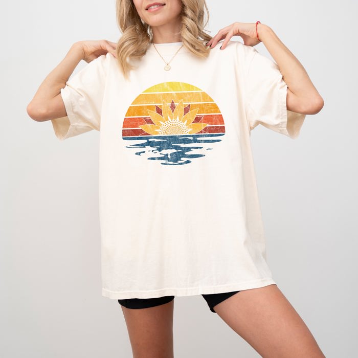 Colorful Beach Floral Sunset Summer Vibes California Dreaming Vacation Hot Girl Summer Comfort Colors Tee