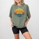 XXXL Moss Dark Green Colorful Beach Floral Sunset Summer Vibes California Dreaming Vacation Hot Girl Summer Comfort Colors Tee